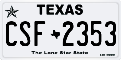 TX license plate CSF2353
