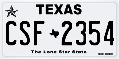 TX license plate CSF2354