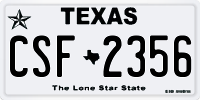TX license plate CSF2356