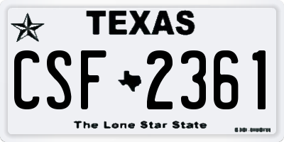 TX license plate CSF2361