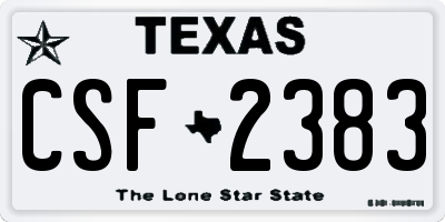 TX license plate CSF2383