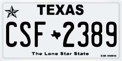 TX license plate CSF2389
