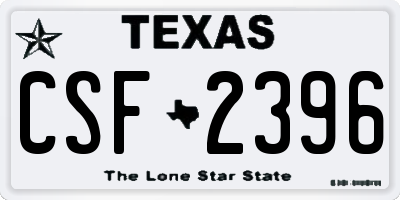 TX license plate CSF2396