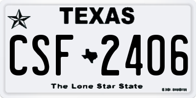 TX license plate CSF2406