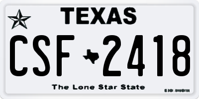 TX license plate CSF2418