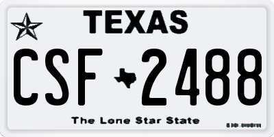 TX license plate CSF2488