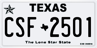TX license plate CSF2501