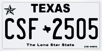 TX license plate CSF2505