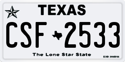 TX license plate CSF2533