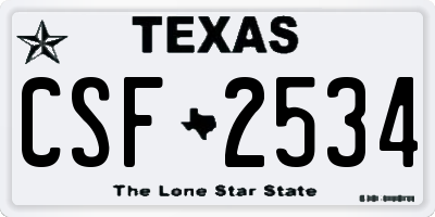TX license plate CSF2534