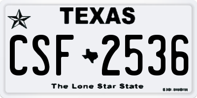 TX license plate CSF2536