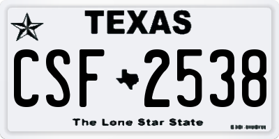 TX license plate CSF2538