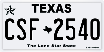 TX license plate CSF2540