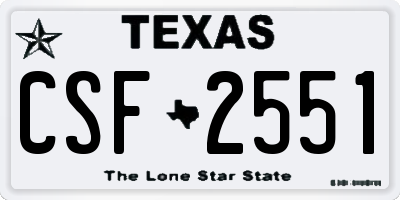 TX license plate CSF2551