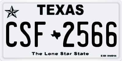 TX license plate CSF2566