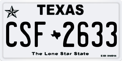TX license plate CSF2633