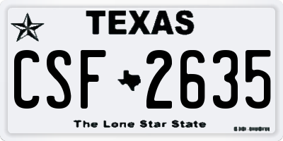 TX license plate CSF2635