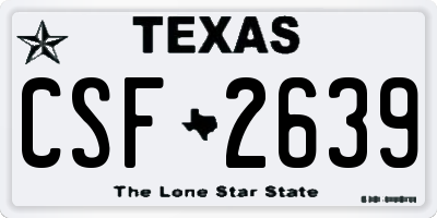 TX license plate CSF2639