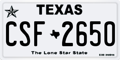 TX license plate CSF2650
