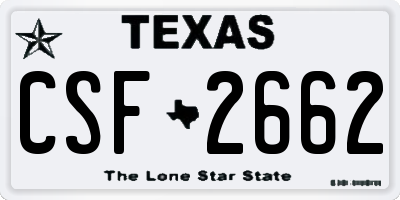 TX license plate CSF2662