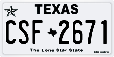 TX license plate CSF2671