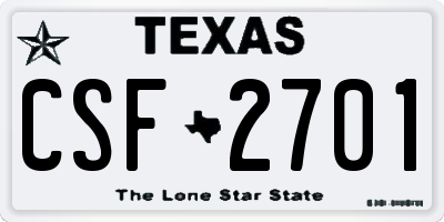 TX license plate CSF2701