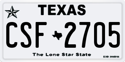 TX license plate CSF2705
