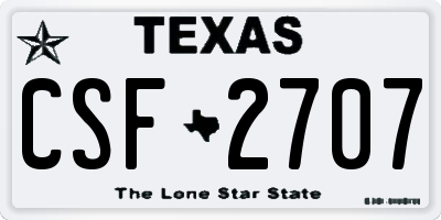TX license plate CSF2707