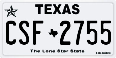 TX license plate CSF2755