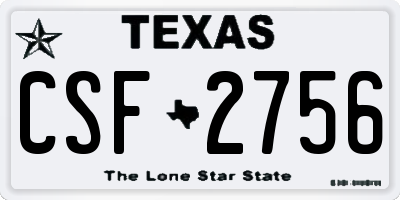 TX license plate CSF2756