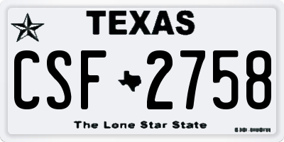 TX license plate CSF2758