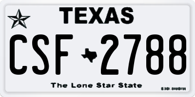 TX license plate CSF2788