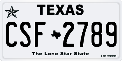 TX license plate CSF2789
