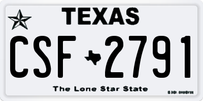 TX license plate CSF2791