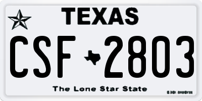 TX license plate CSF2803