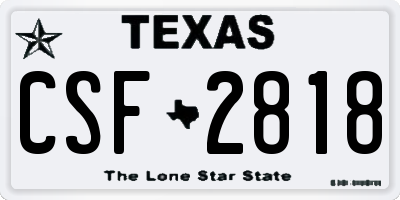TX license plate CSF2818