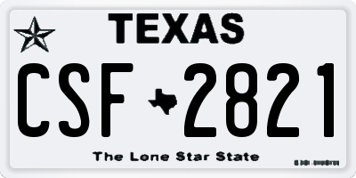 TX license plate CSF2821