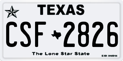TX license plate CSF2826