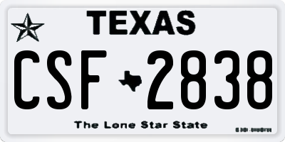 TX license plate CSF2838