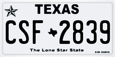 TX license plate CSF2839