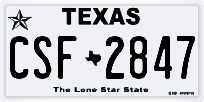 TX license plate CSF2847