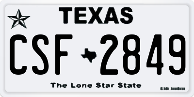TX license plate CSF2849