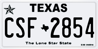 TX license plate CSF2854