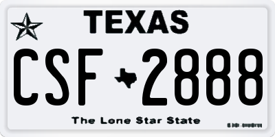 TX license plate CSF2888