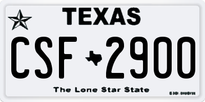 TX license plate CSF2900