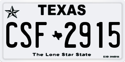 TX license plate CSF2915