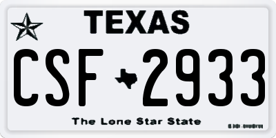 TX license plate CSF2933