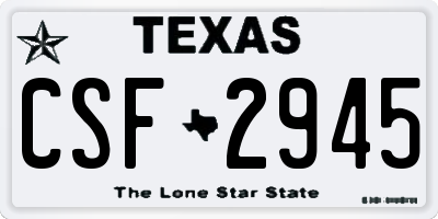 TX license plate CSF2945