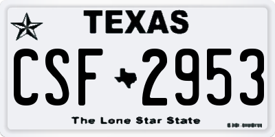 TX license plate CSF2953