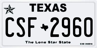 TX license plate CSF2960